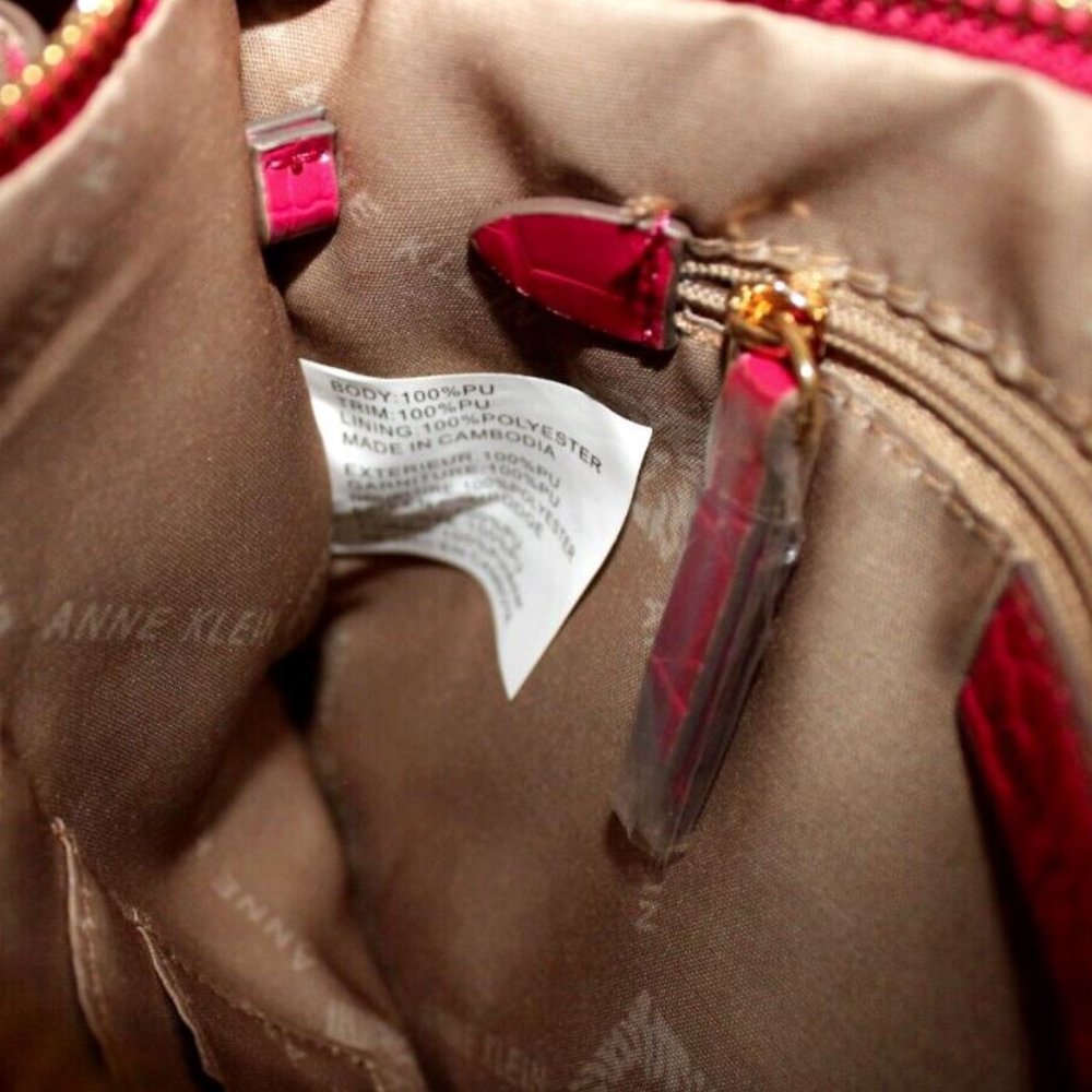 Anne Klein Maya Triple xBody Tassel Bright Rose Croc Crossbody Bag Organizer New - Picture 5 of 7